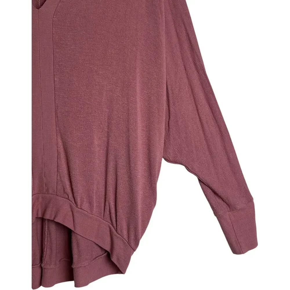 Eri + Ali Anthropologie Dolman V-Neck Tunic Sweater Top Pink L EUC